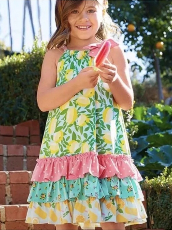 Matilda Jane Other - Matilda Jane Kids Dress Freshly Squeezed Ruffles Green, Pink, Yellow Floral Sz 2
